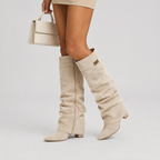 Wilhelmina – Pointed Toe Ruched Tall Boots with Buckle