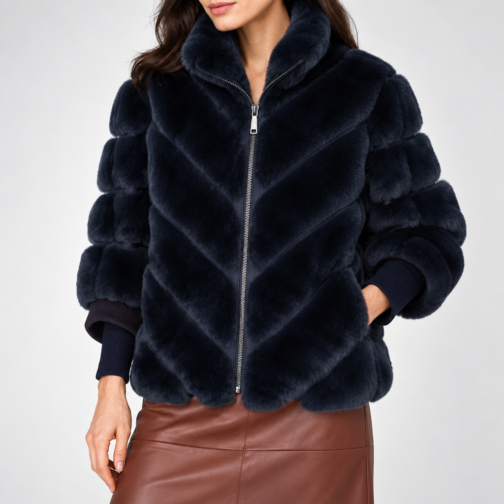 Evelisse | Cosy Fluffy Jacket for Women with Faux-Fur Quilted Puffer Finish