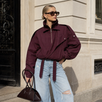 Marceline – Women's Burgundy Bomber Jacket with Stand Collar
