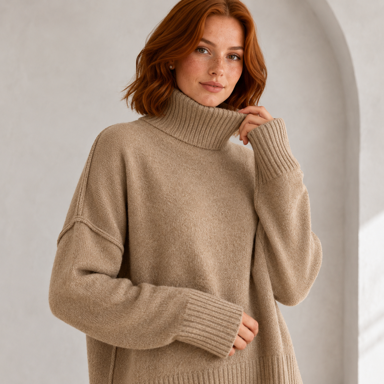 Elara | Cosy Loungewear Set for Women with Oversized Turtleneck & Wide-Leg Trousers