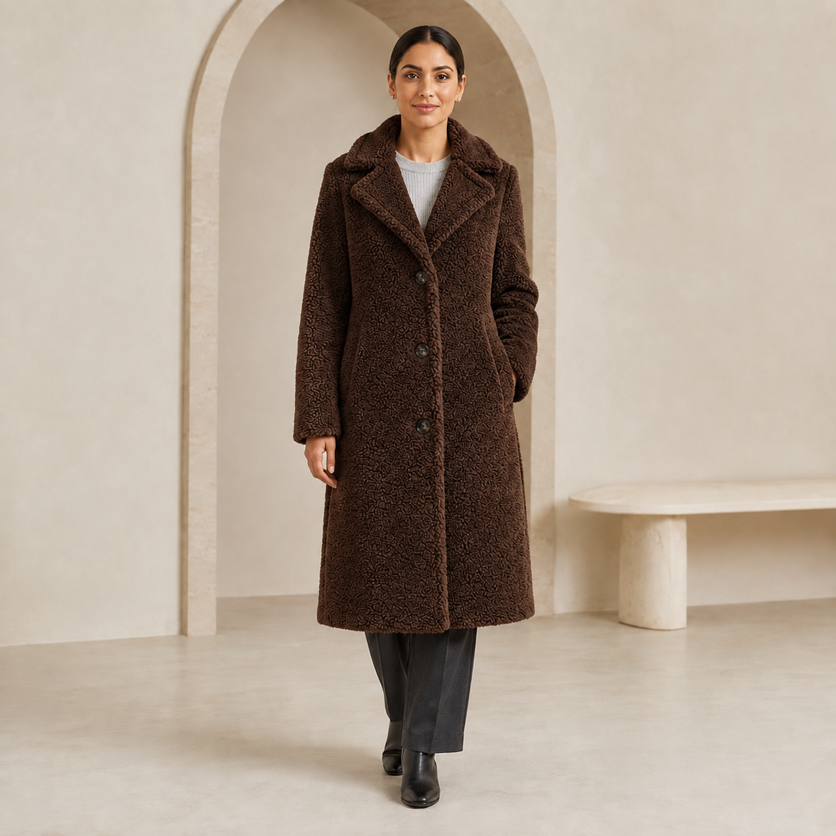 Berenice | Elegant Oversized Long Teddy Coat for Women