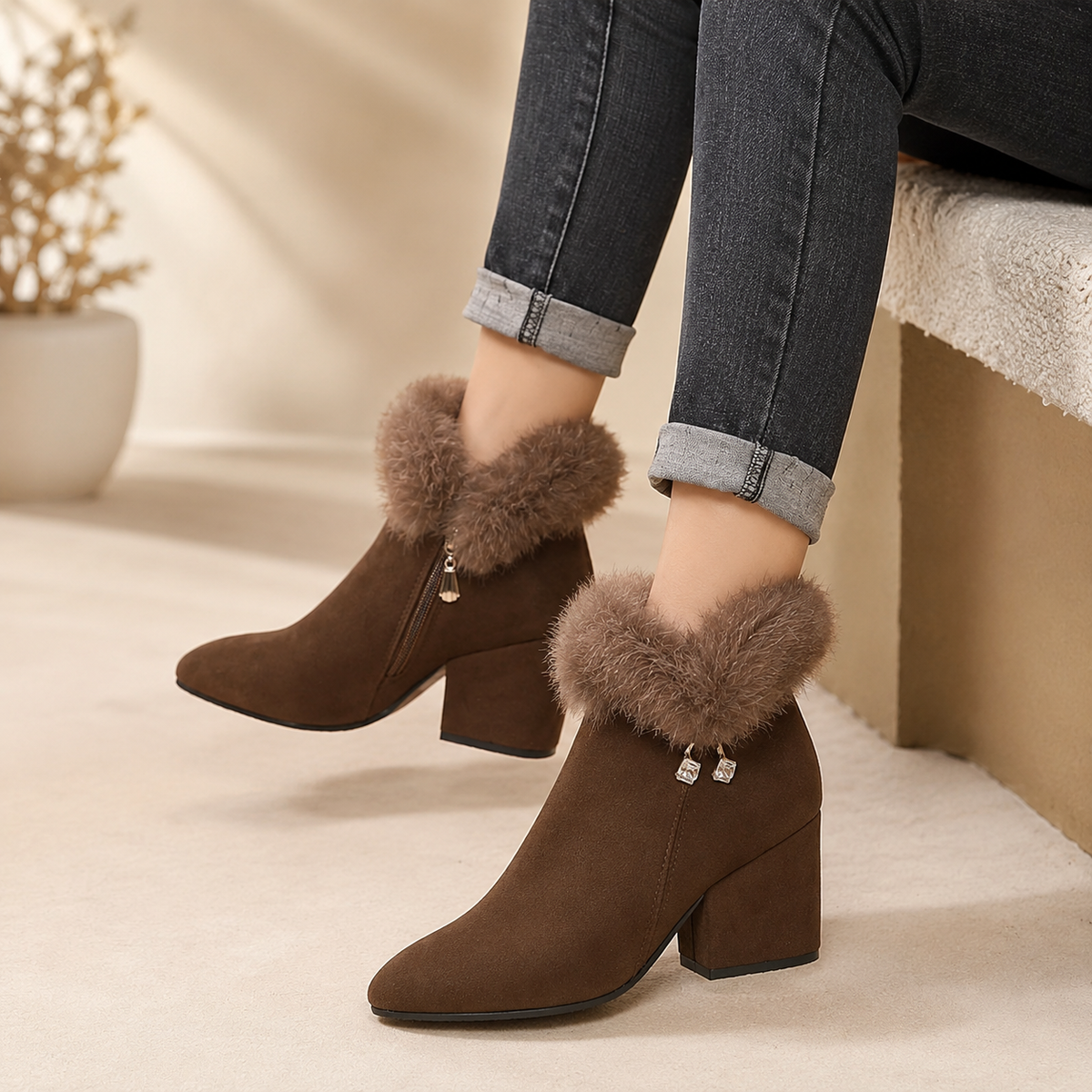 Marisol | Leopard Print Block-Heel Ankle Boots for Women