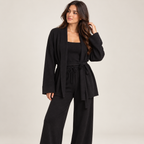 Maelle | Elegant Knitted Co-Ord Sets for Women with Belted Cardigan & Wide-Leg Trousers