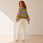 Zelie | Chic Chunky Knit Cardigan for Women with Multicolour Stripes