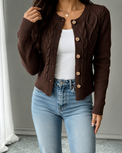 Cecilia | Cable-Knit Button-Front Cardigan for Women