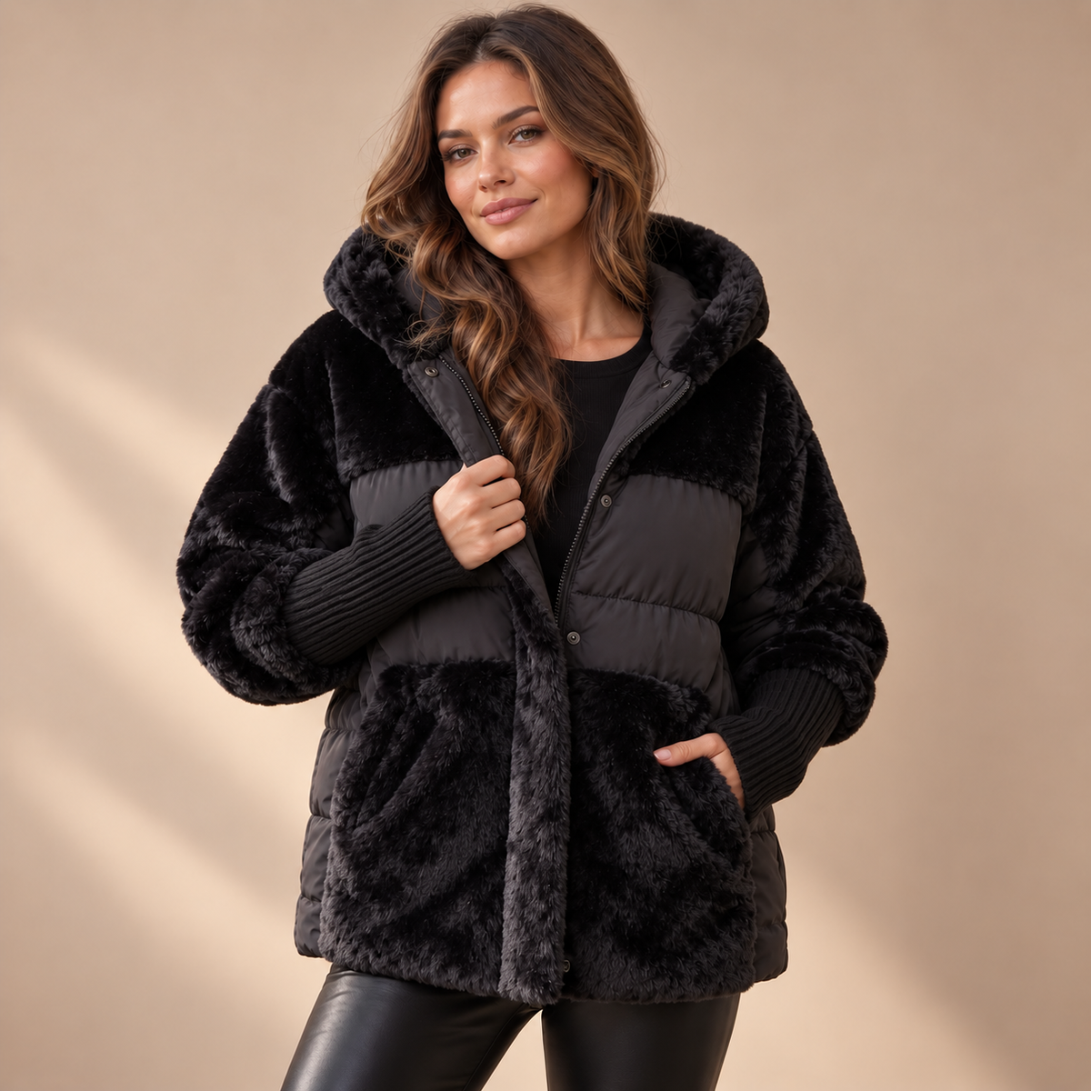 Apolline | Cosy Womens Puffer Jacket Hooded with Diamond Quilted Finish