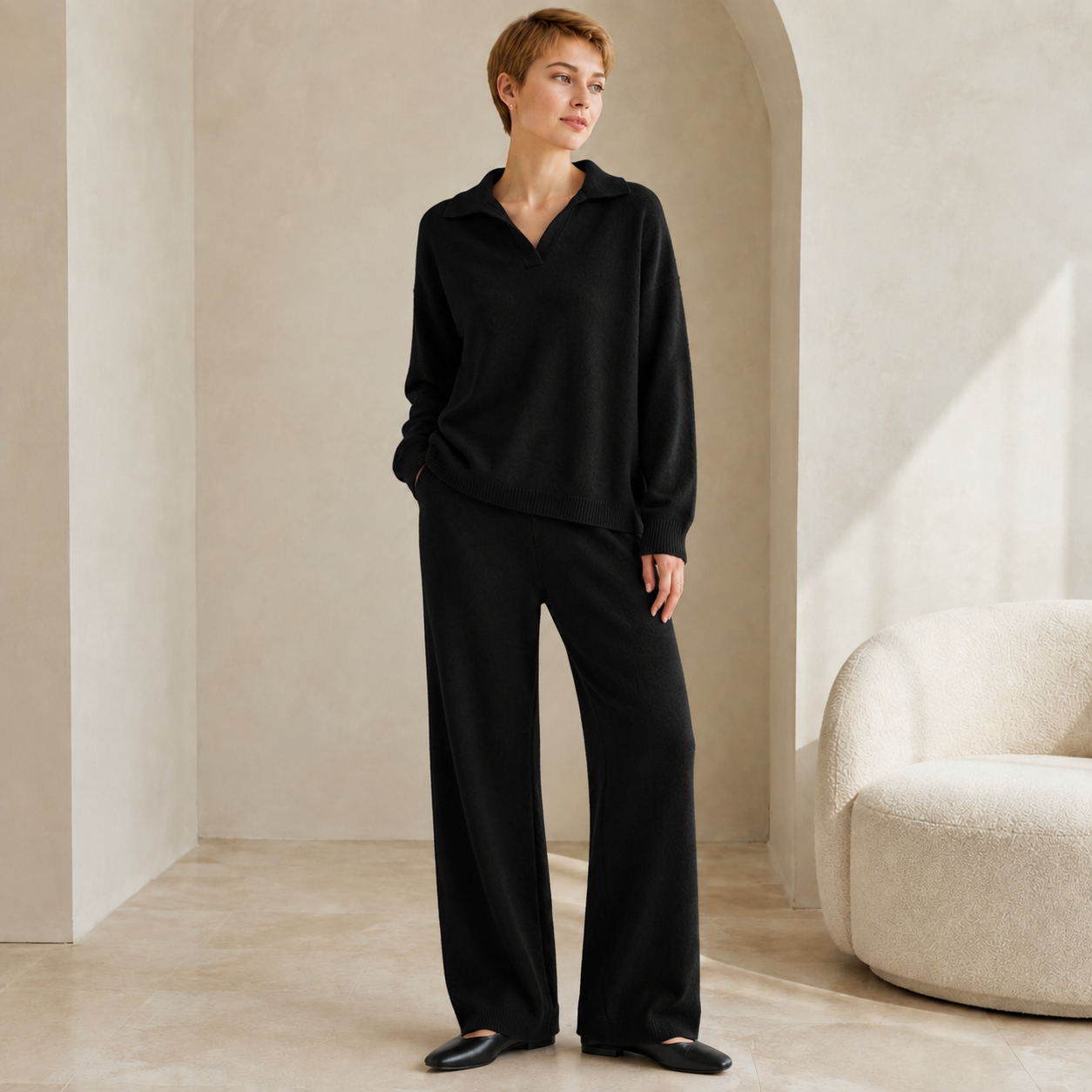 Evelina | Chic Matching Knit Sets for Women with Relaxed Jumper & Trousers