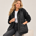 Corisande | Elegant Black Quilted Jacket for Women with Cosy Hooded Finish