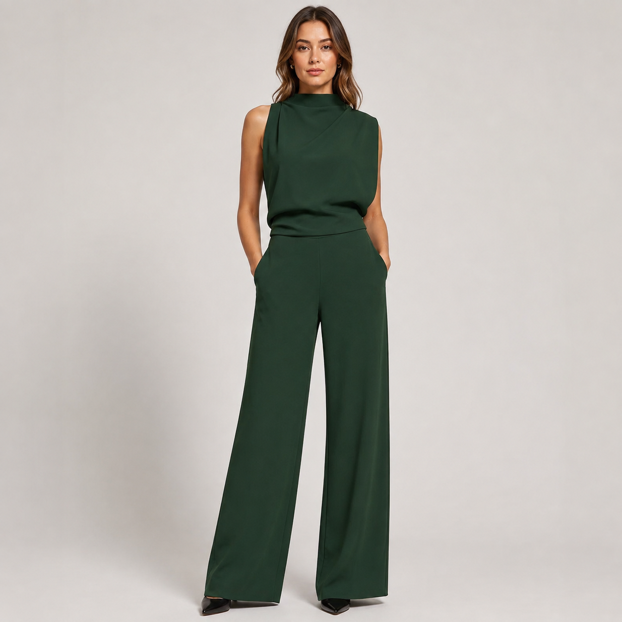 Odalys – Sleeveless High Neck Jumpsuit with Wide Legs
