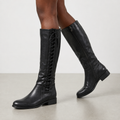 Vivienne | Lace-Up Knee High Boots in Faux Leather