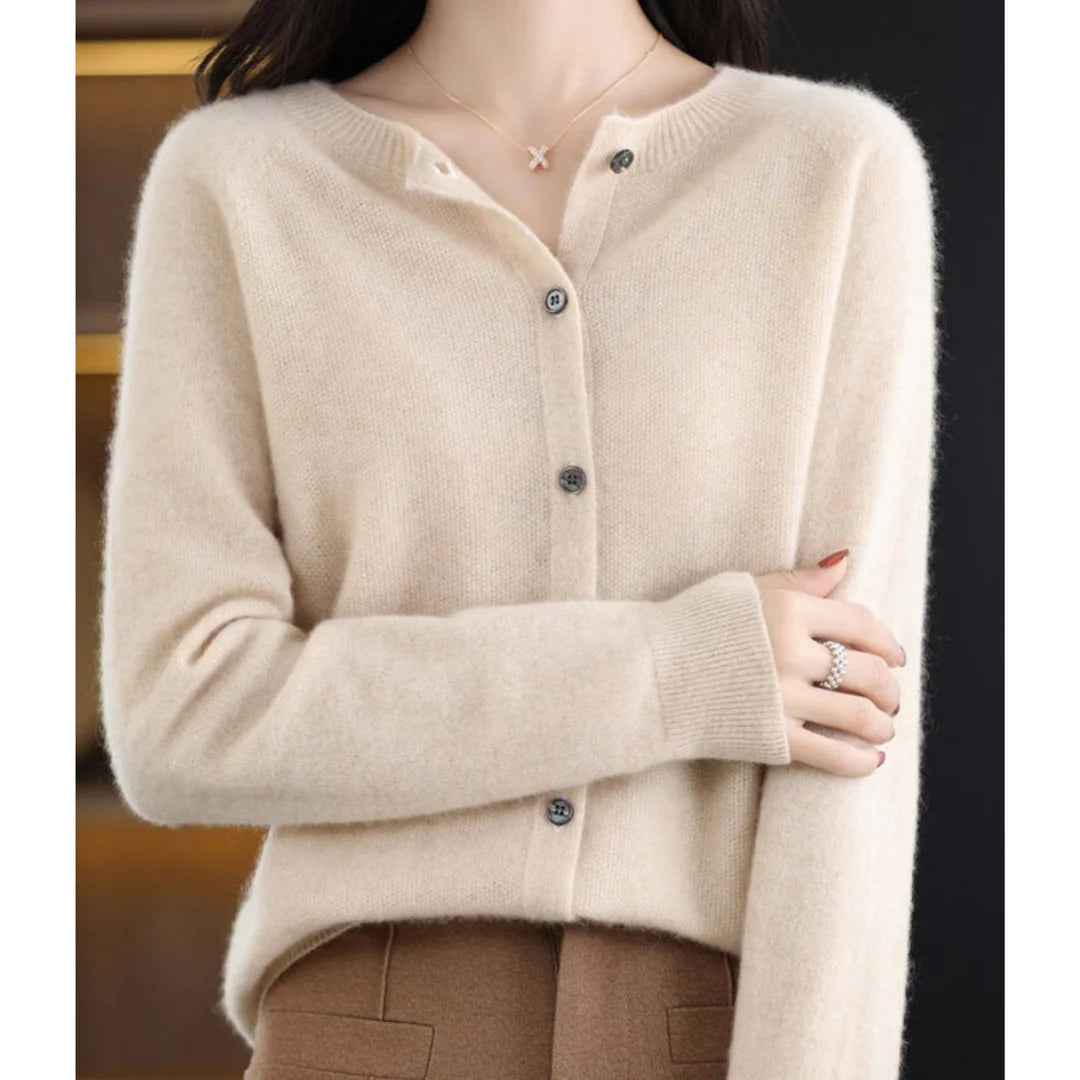 Marlowe – Women's Khaki Cashmere Cardigan