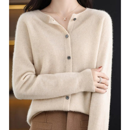 Marlowe – Women's Khaki Cashmere Cardigan