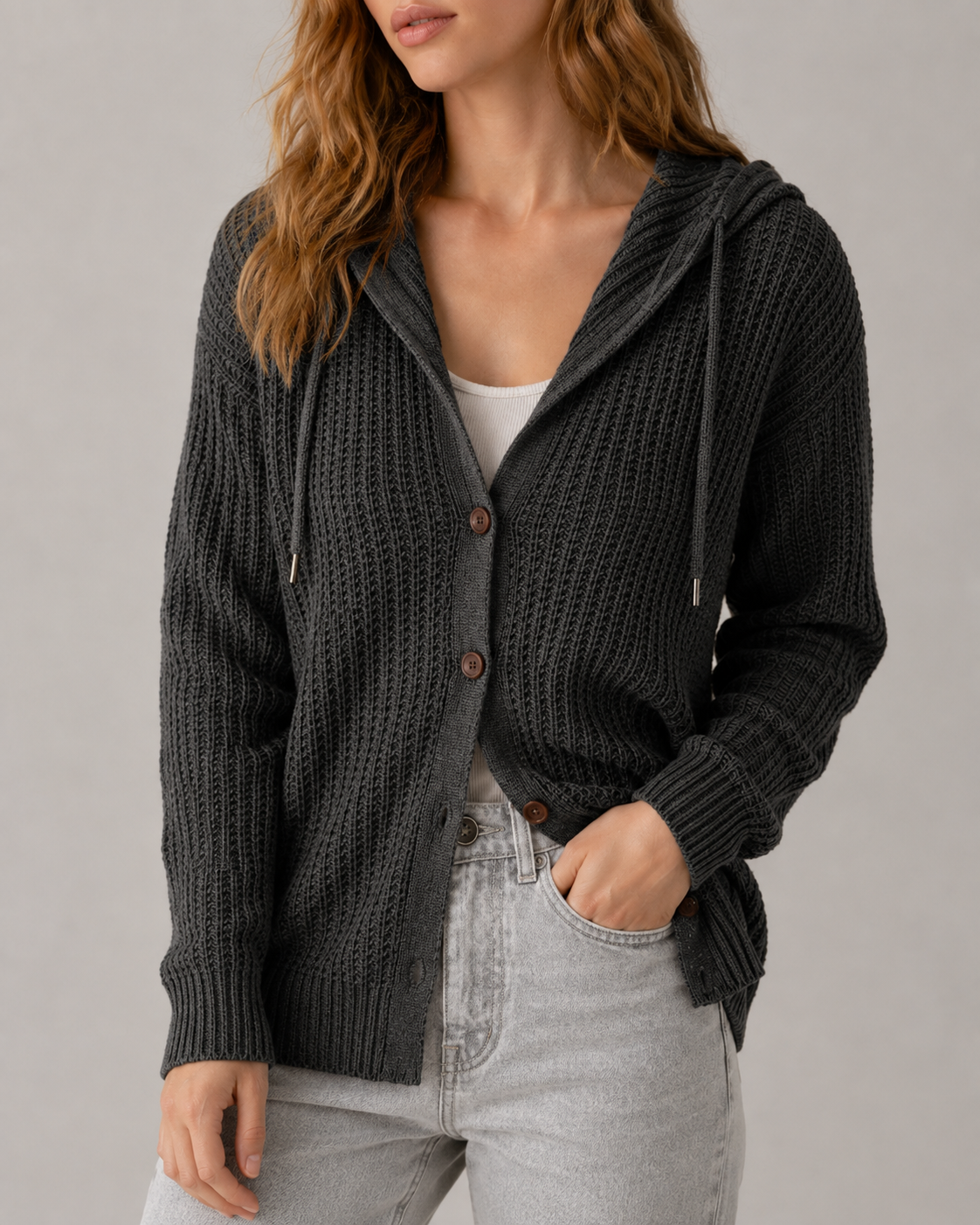 Rosalind | Hooded Textured Cardigan for Women