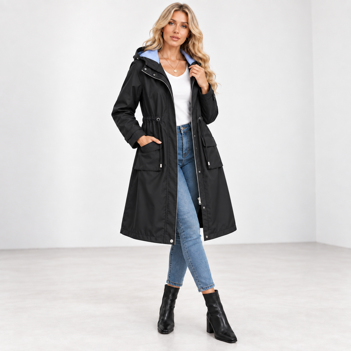Dulce | Sophisticated Women’s Waterproof Hooded Long Trench Coat