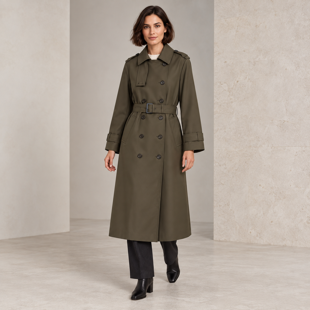 Ottilia | Elegant Long Coat for Women with Double-Breasted Belted Silhouette