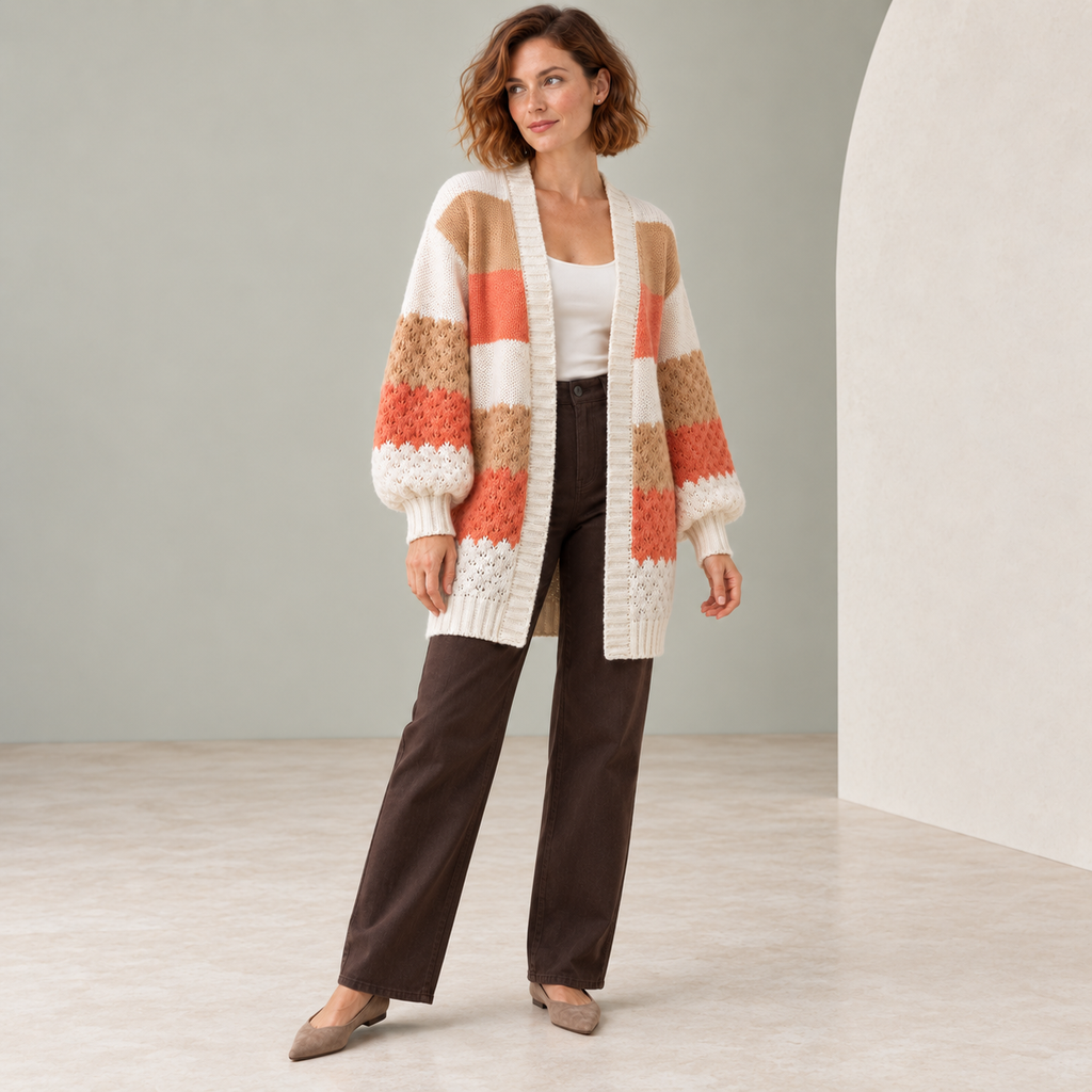Melisande | Chic Oversized Cardigans for Women with Striped Statement Knit