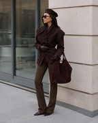 Océane – Structured Faux Suede Blazer with Lapel Collar