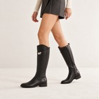 Marceline | Timeless Black Knee High Boots for Women with Equestrian Buckle Detail