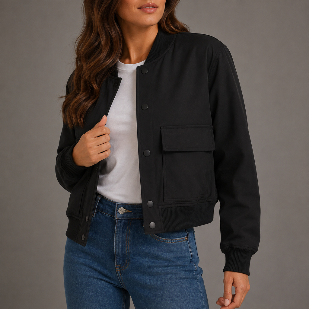 Rosalind – Lightweight Bomber Jacket with Ribbed Trims