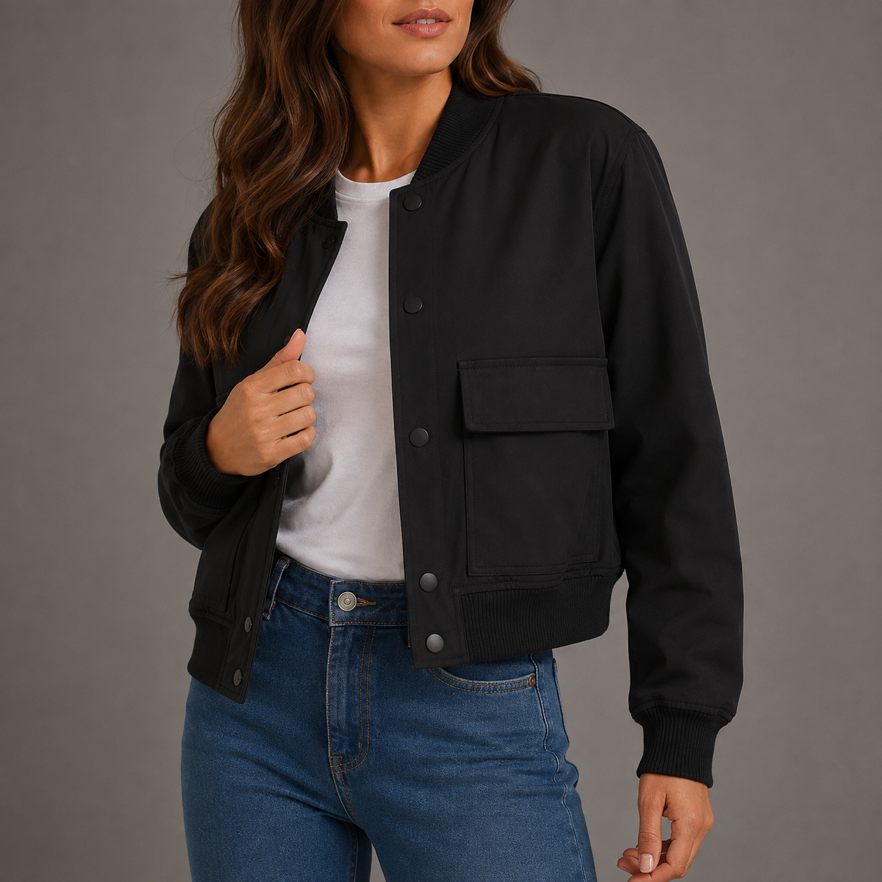 Rosalind – Lightweight Bomber Jacket with Ribbed Trims