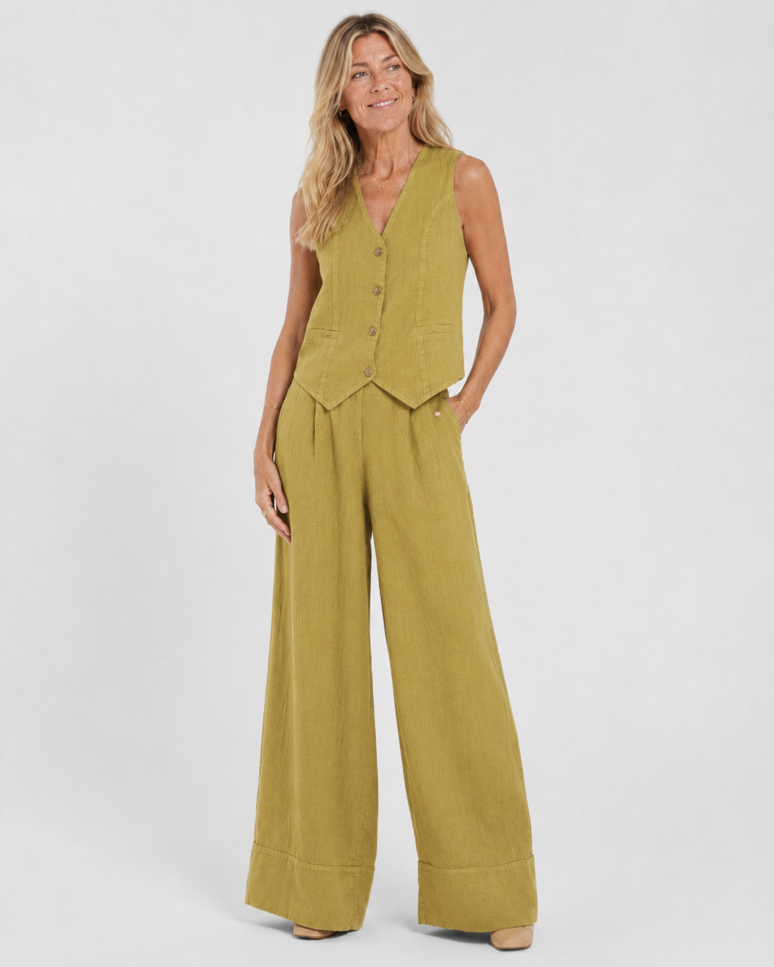 Rosalind | Tailored Sleeveless Vest & Wide-Leg Trouser Set