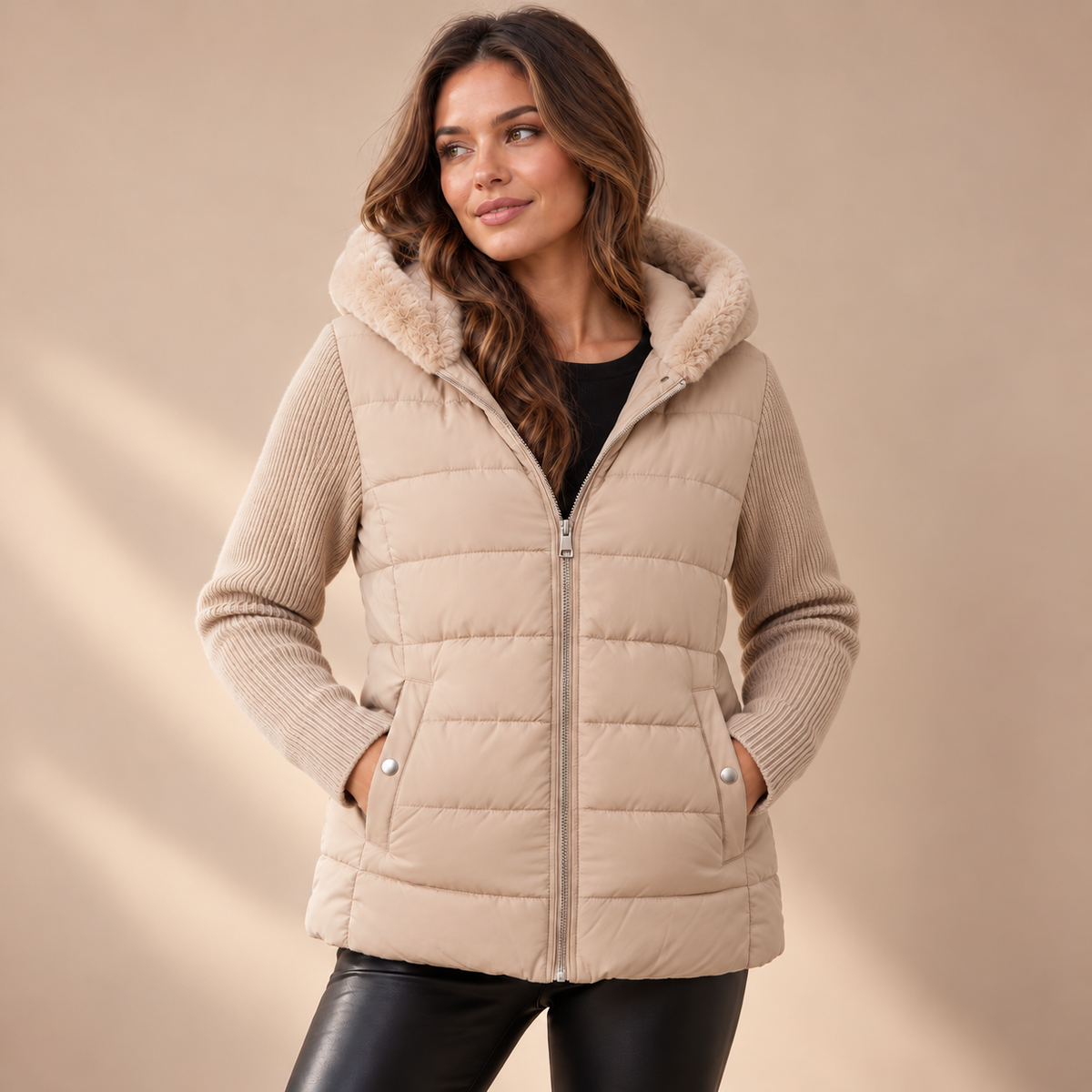 Apolline | Cosy Womens Puffer Jacket Hooded with Diamond Quilted Finish