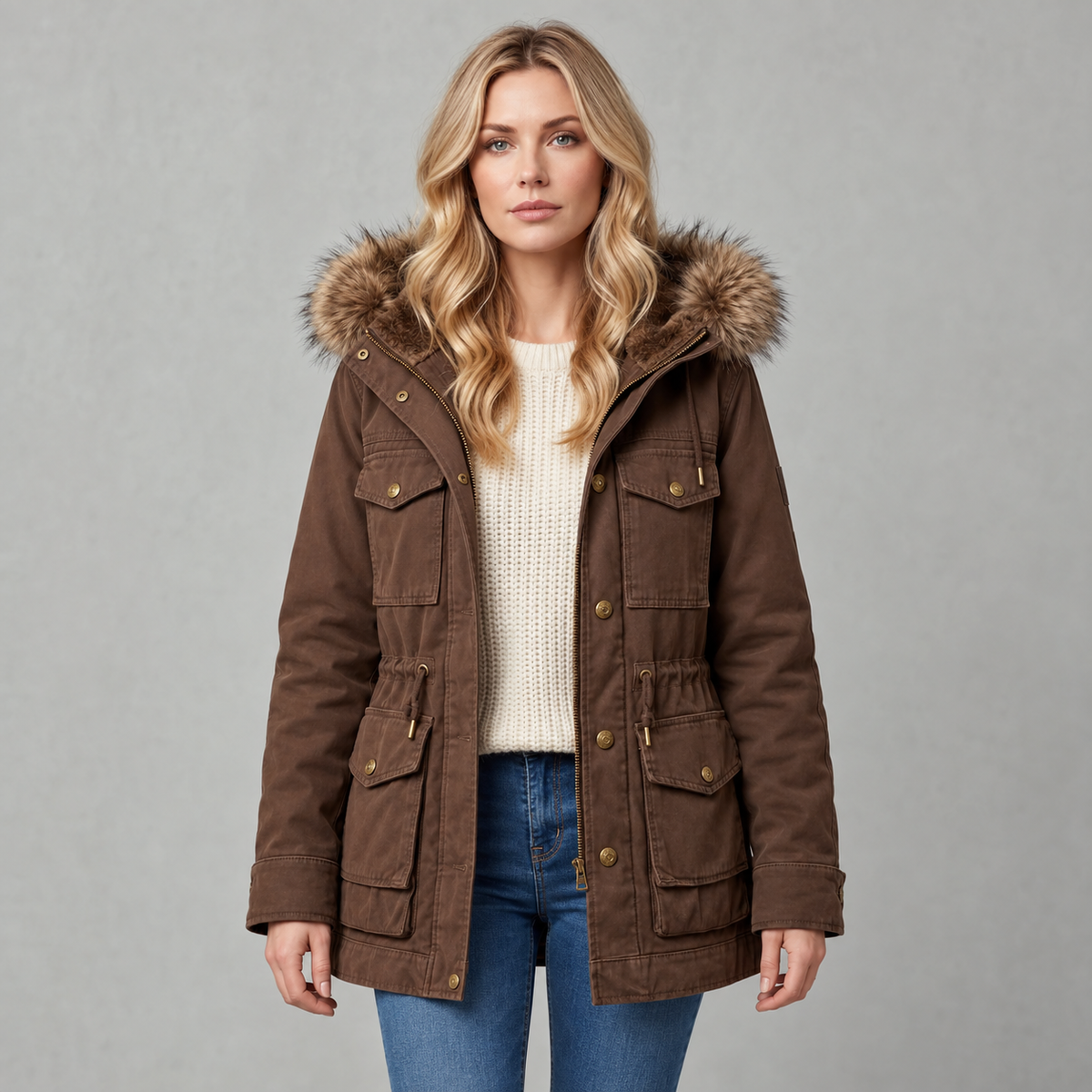 Elodie | Women's Hooded Parka, Fur Trim Coat