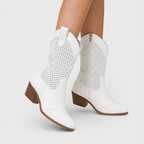 Marisol – Perforated Cowboy Boots with Pointed Toe