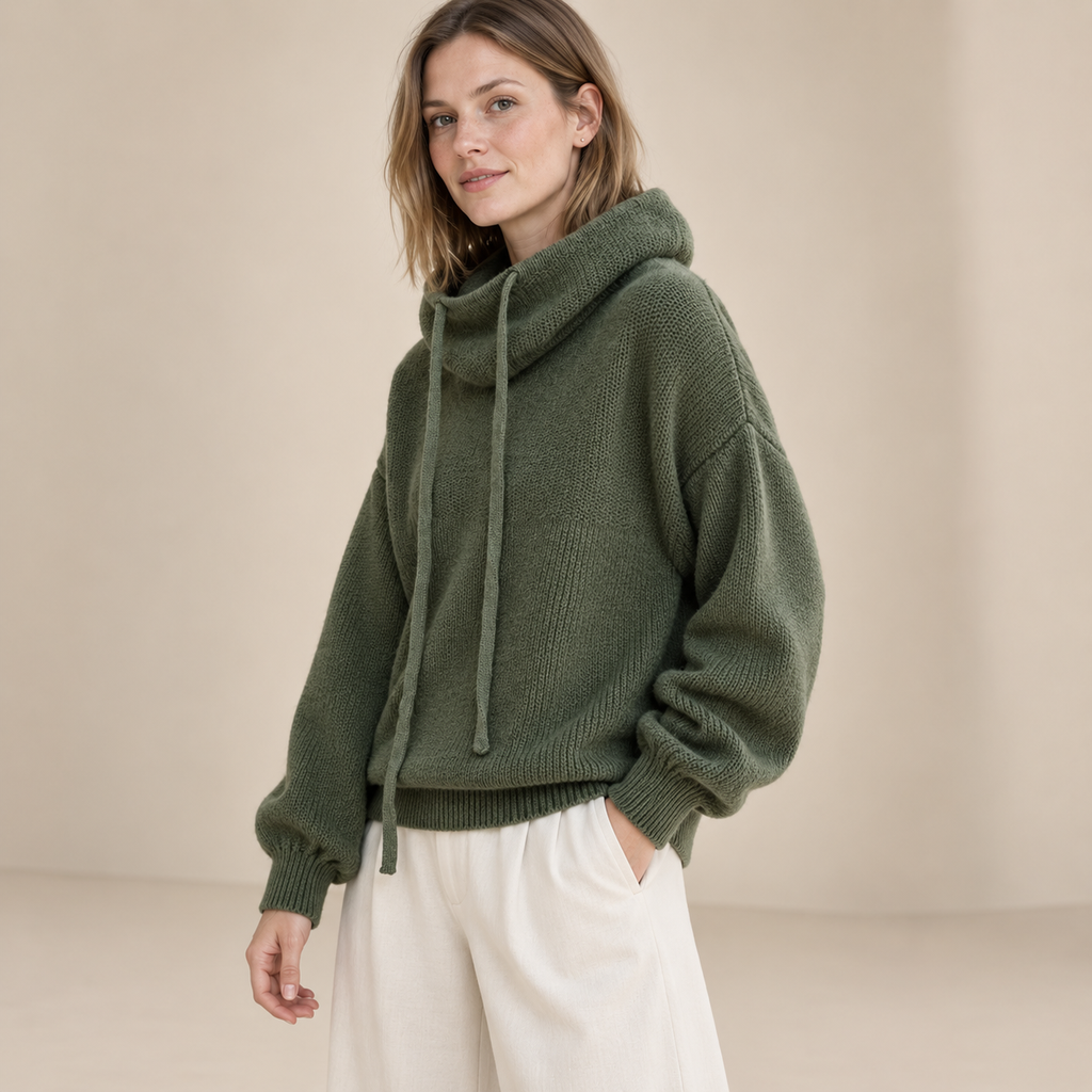 Floralie | Cosy Turtleneck Jumper for Women with Relaxed Hooded Shape