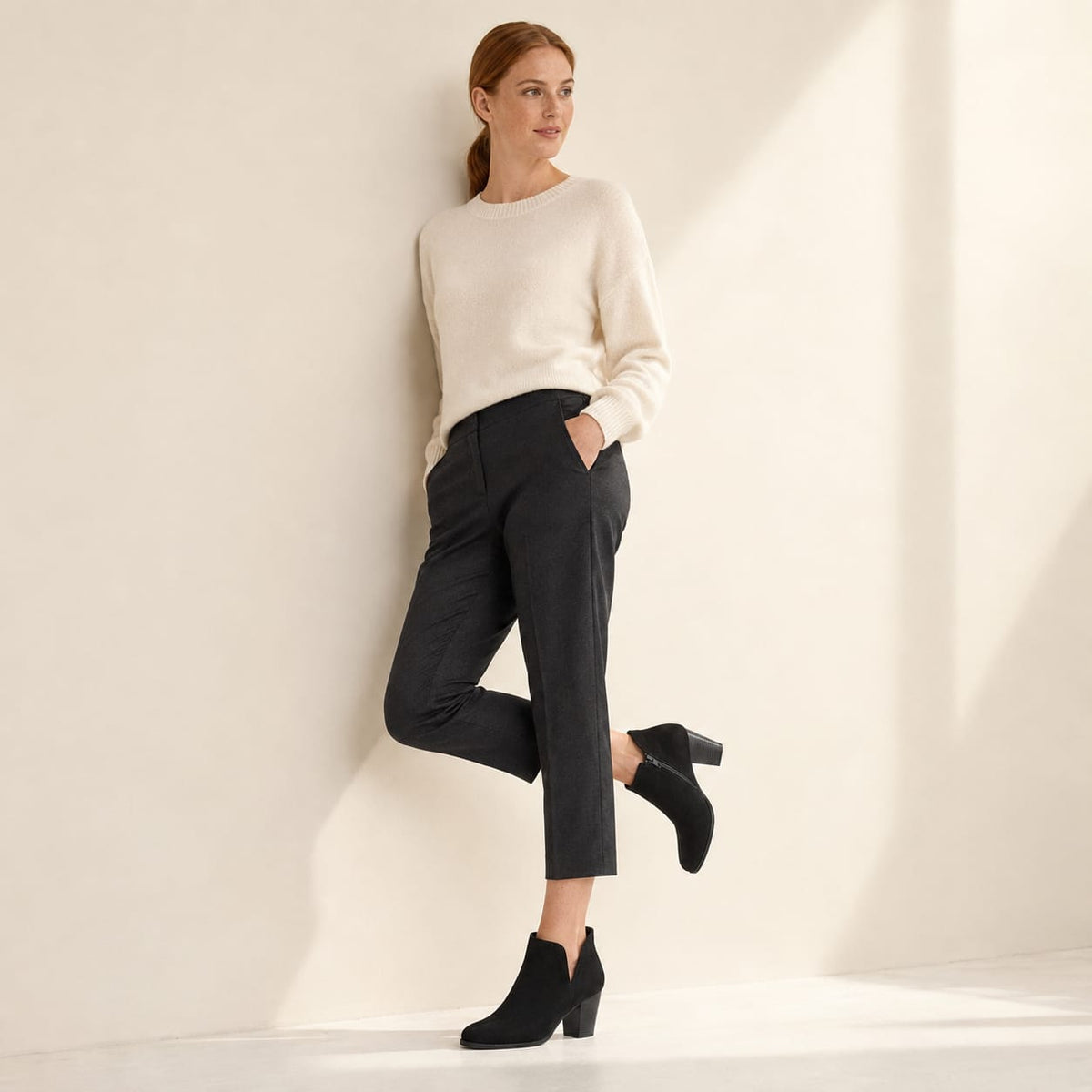 Priya | Block Heel Suede-Effect Boots with Side Zip
