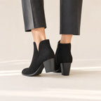 Priya | Block Heel Suede-Effect Boots with Side Zip