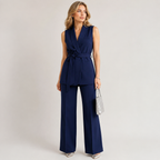 Odalys – Belted Sleeveless Blazer & Wide Leg Trouser Set