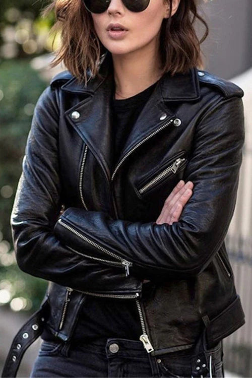 Josephine – Women's Brown Vintage Faux Leather Jacket