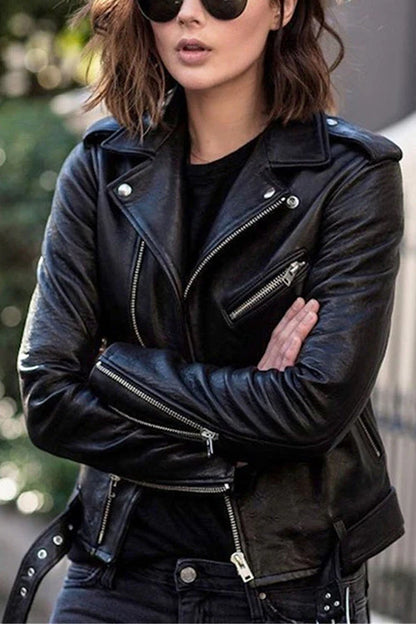 Josephine – Women's Brown Vintage Faux Leather Jacket
