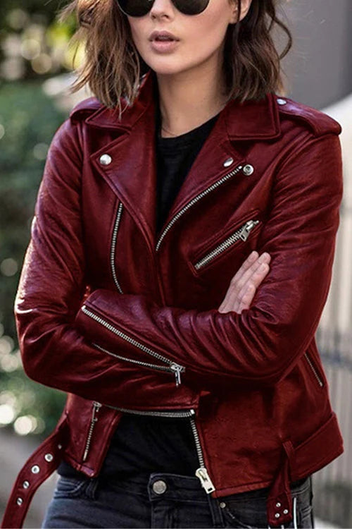 Josephine – Women's Brown Vintage Faux Leather Jacket