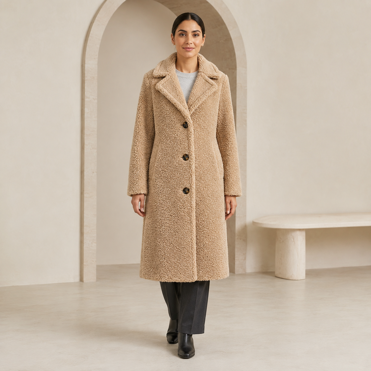 Berenice | Elegant Oversized Long Teddy Coat for Women
