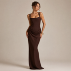 Coralie – Fitted Backless Maxi Dress in Stretch Jersey