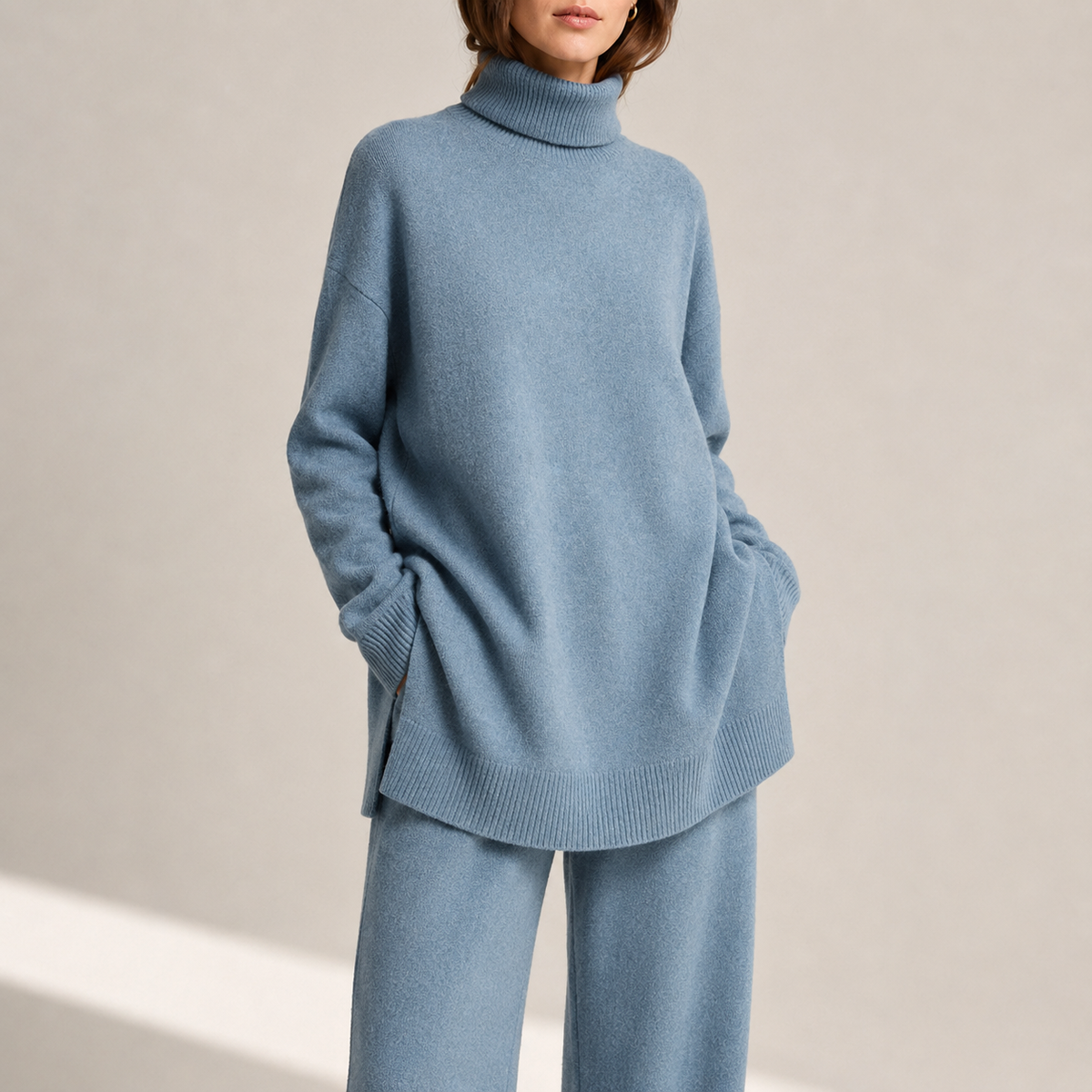 Seraphine | Effortless Travel Lounge Set for Women with Turtleneck & Wide-Leg Trousers