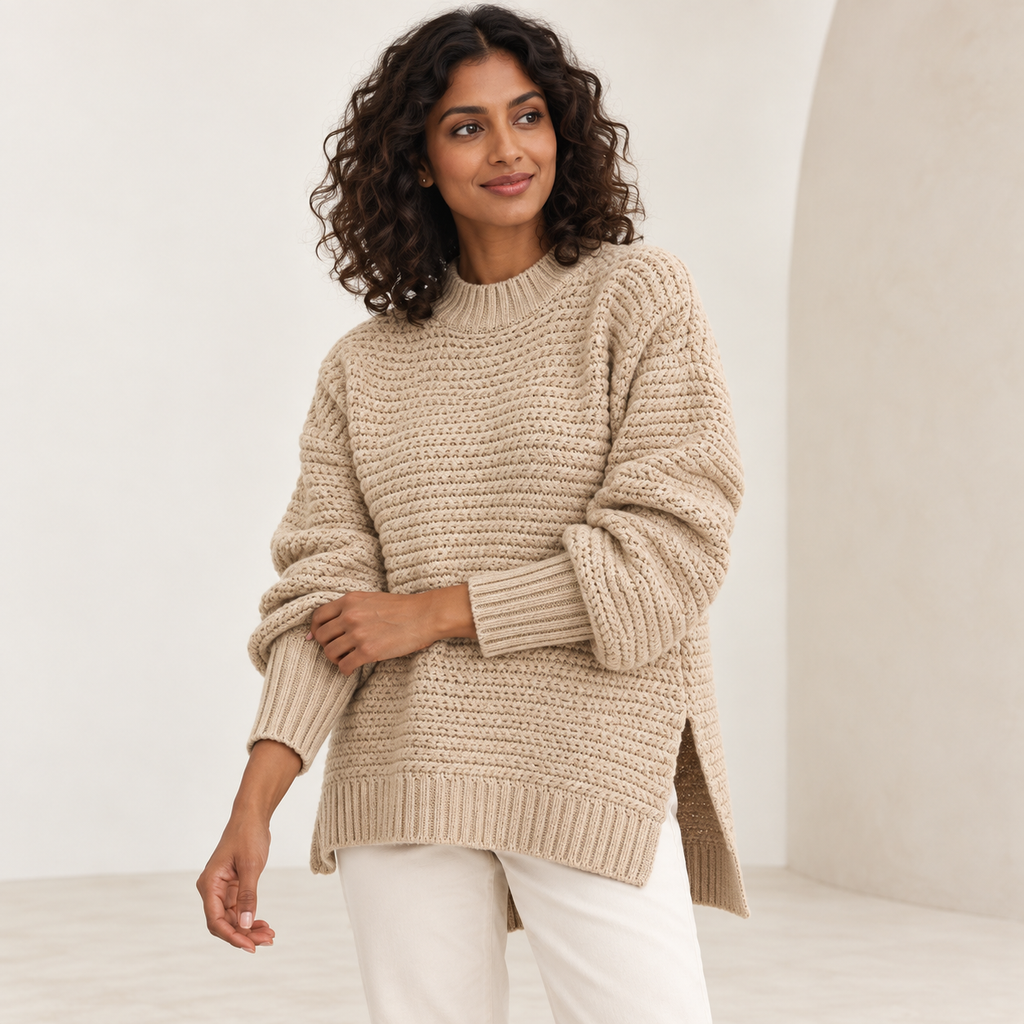 Liliane | Effortless Oversized Jumper for Women with Minimal High-Neck Silhouette