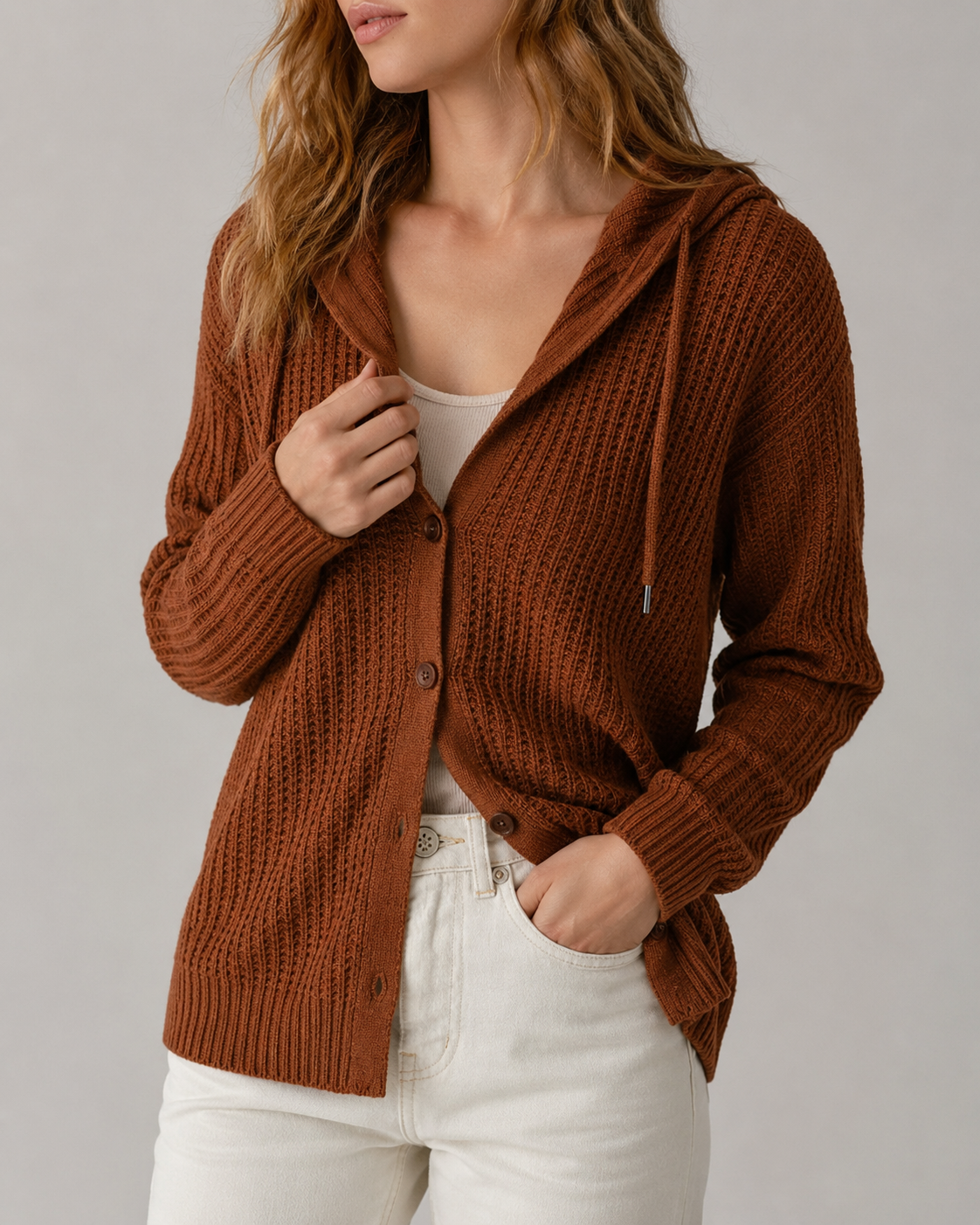 Rosalind | Hooded Textured Cardigan for Women