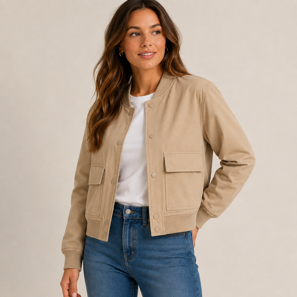 Rosalind – Lightweight Bomber Jacket with Ribbed Trims