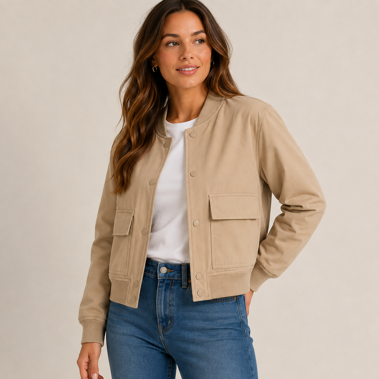 Rosalind – Lightweight Bomber Jacket with Ribbed Trims