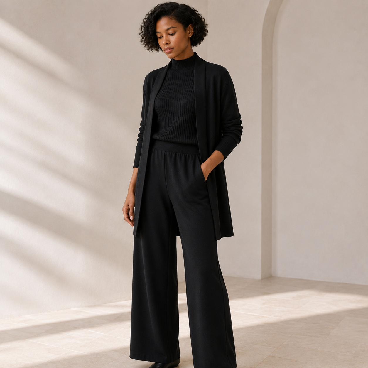 Coralie | Effortless Elevated Loungewear for Women with Longline Cardigan & Wide-Leg Trousers