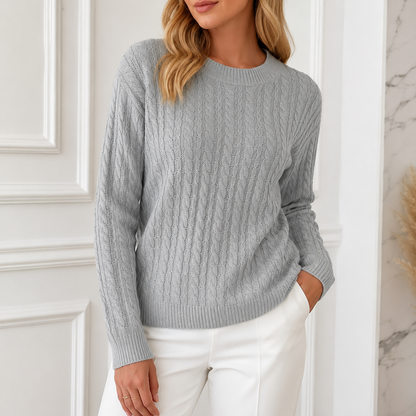 Anouk | Relaxed Cable-Knit Round Neck Sweater for Women