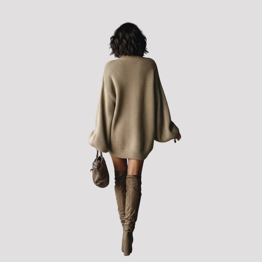 Wren – Women's Brown Oversized Turtleneck Jumper Dress
