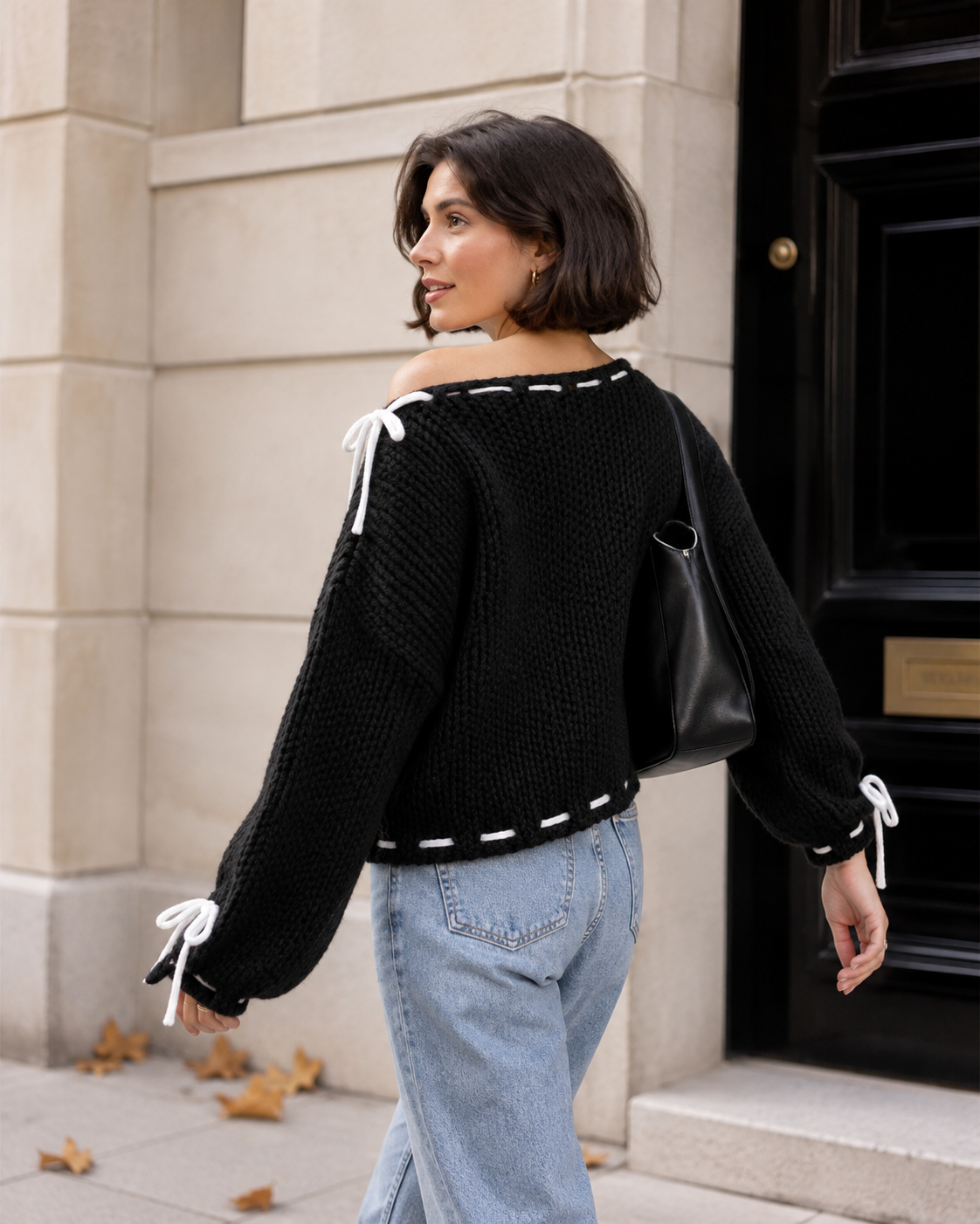 Odette – Asymmetrical Sweater with Trendy Tie Fastenings