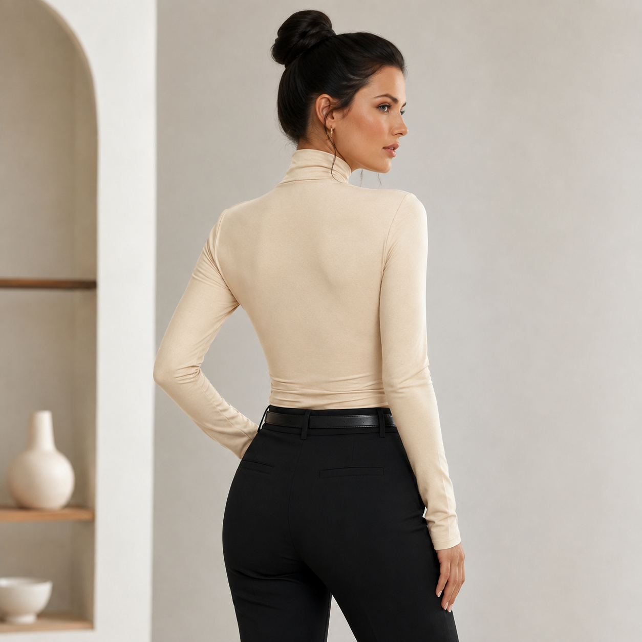 Céline – Draped Crossover Top with V-Neckline
