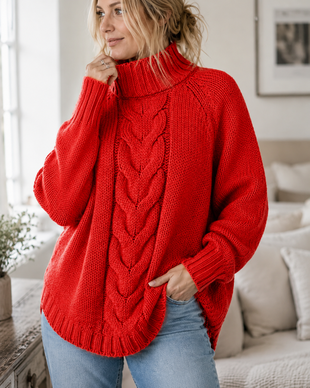 Marguerite | Cable-Knit High-Neck Sweater for Women