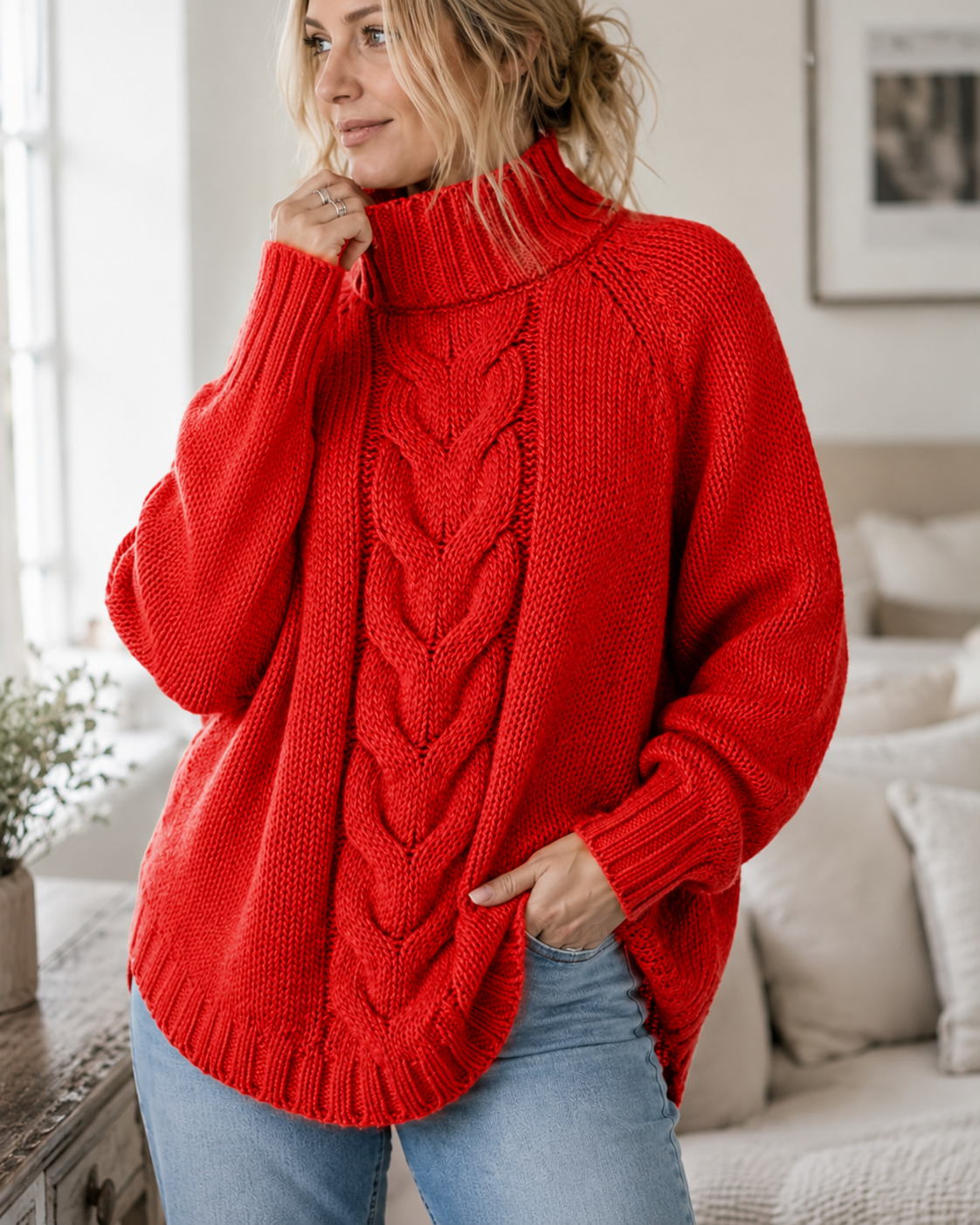 Marguerite | Cable-Knit High-Neck Sweater for Women