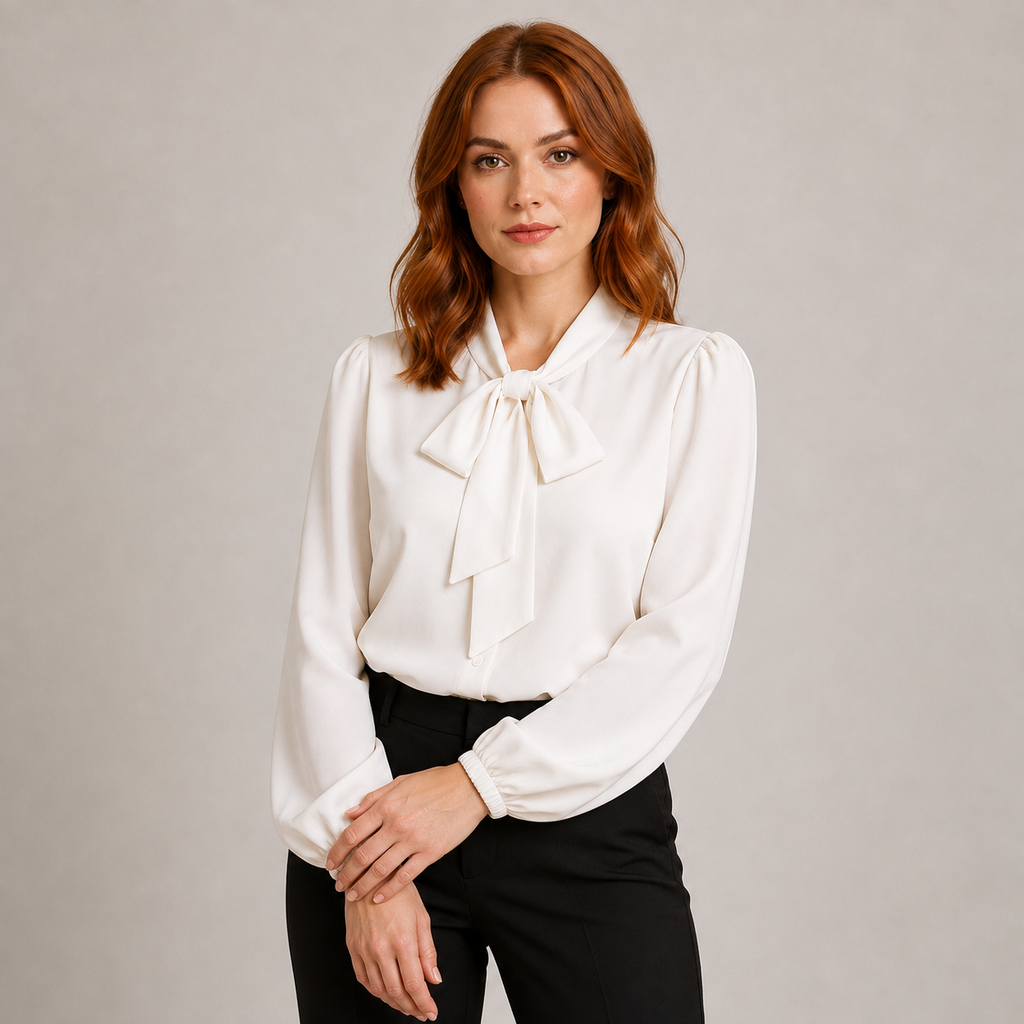 Elise | Long Sleeve Blouse with Elegant Bow Detail